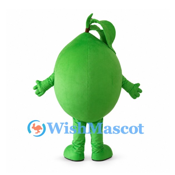 Lime Mascot Costume with Green Leaf Top and Citrus Slice Smile