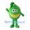 Lime Mascot Costume with Green Leaf Top and Citrus Slice Smile