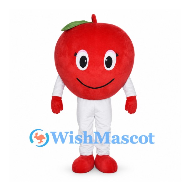 Apple Mascot Costume with Red Fruit Body and White Pants