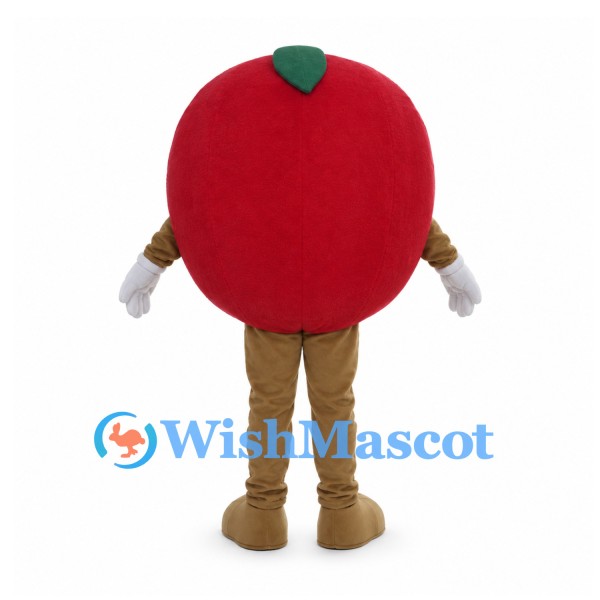 Apple Mascot Costume in Red with Brown Legs and White Gloves