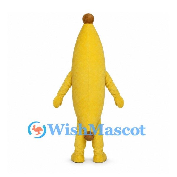Banana Mascot Costume in Yellow with Brown Tips and Smiling Face