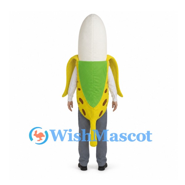 Banana Mascot Costume with Peeled Yellow Skin and Open Face Design