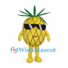 Pineapple Mascot Costume with Green Leaf Crown and Black Sunglasses