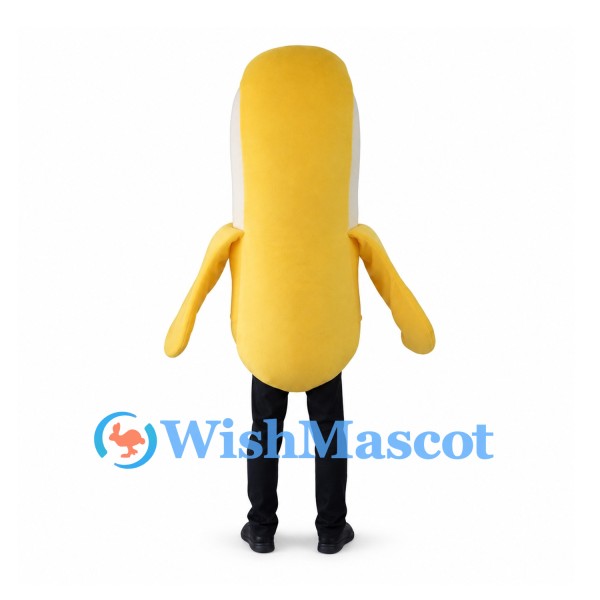 Banana Mascot Costume with Yellow Body and Smiling Cream Face