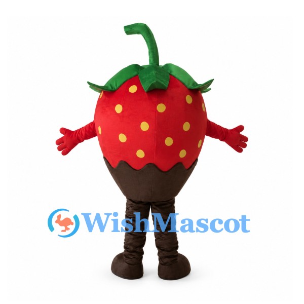 Chocolate Strawberry Mascot Costume with Red Fruit Top and Brown Base