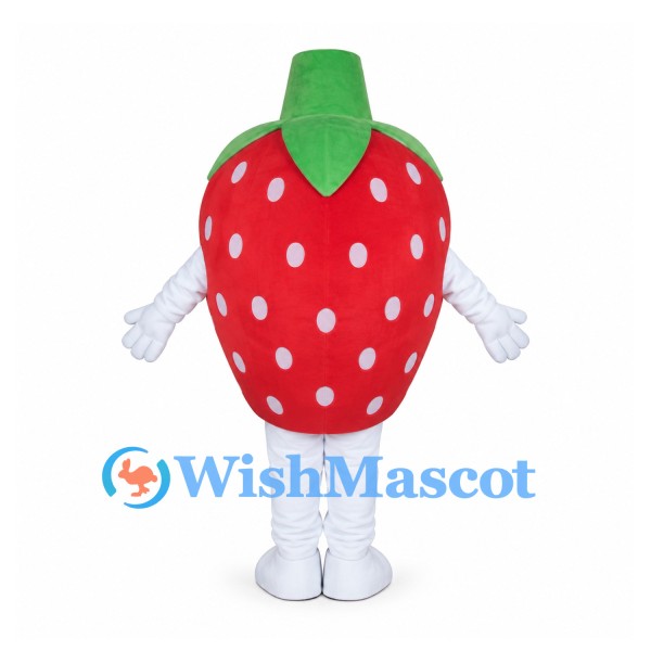 Strawberry Mascot Costume in Red with White Seeds and White Legs