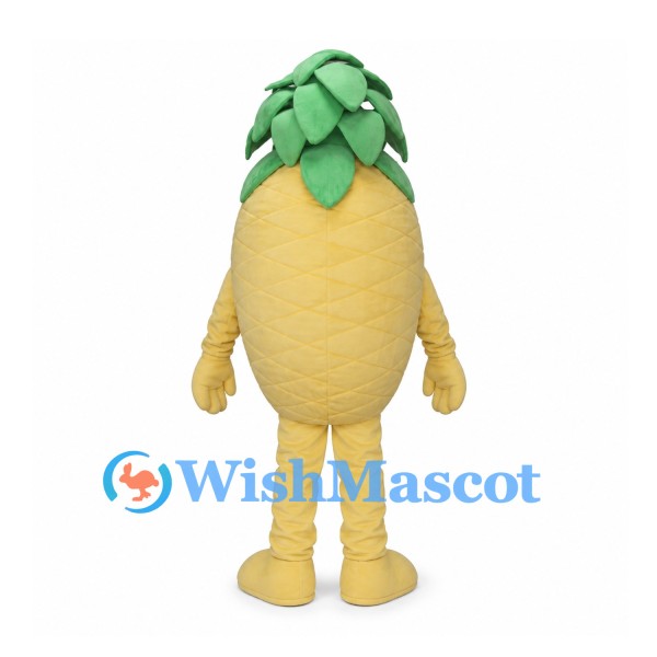 Pineapple Mascot Costume in Yellow with Layered Green Leaves