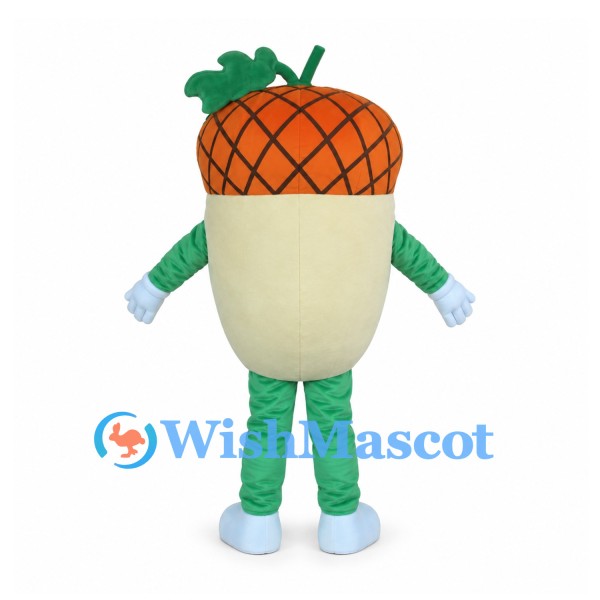 Acorn Mascot Costume with Orange Cap and Green Limbs