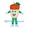 Acorn Mascot Costume with Orange Cap and Green Limbs