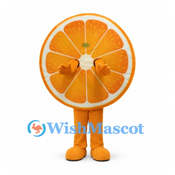 Orange Slice Mascot Costume with Round Citrus Section Design