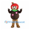 Strawberry Character Mascot Costume with Red Fruit Hood and Brown Body
