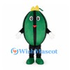 Watermelon Mascot Costume with Green Stripes and Yellow Bow