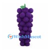Grapes Mascot Costume with Purple Cluster Body and Green Stem