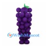 Grapes Mascot Costume with Purple Cluster Body and Green Stem