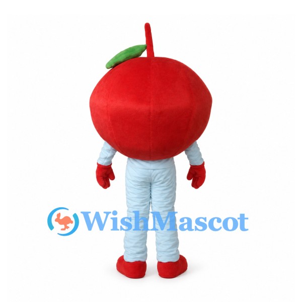 Apple Mascot Costume with Red Fruit Body and Pale Blue Pants