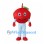 Apple Mascot Costume with Red Fruit Body and Pale Blue Pants