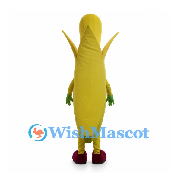 Corn Mascot Costume in Yellow with Peeled Husk and Smiling Face
