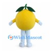 Orange Mascot Costume in Yellow with Green Leaves and White Legs