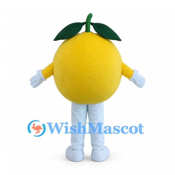 Orange Mascot Costume in Yellow with Green Leaves and White Legs