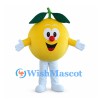 Orange Mascot Costume in Yellow with Green Leaves and White Legs