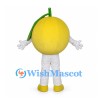 Lemon Mascot Costume with Round Yellow Body and White Pants