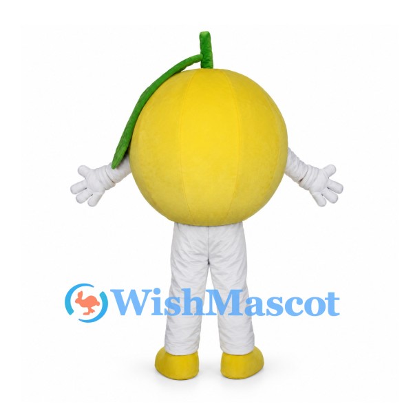 Lemon Mascot Costume with Round Yellow Body and White Pants