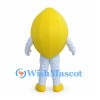 Lemon Mascot Costume with Faceted Yellow Body and White Pants