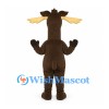 Moose Mascot Costume in Dark Brown with Tan Belly and Wide Antlers