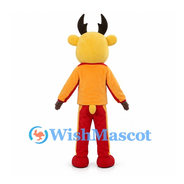 Deer Mascot Costume with Orange Shirt and Red Pants