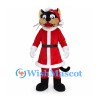 Christmas Cat Mascot Costume with Red Santa Coat and Hat