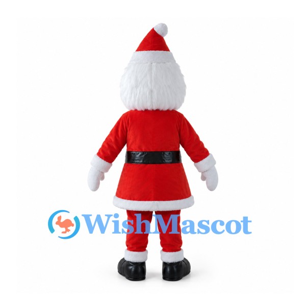 Santa Claus Mascot Costume with Red Coat and Large White Beard
