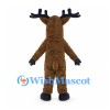 Reindeer Mascot Costume in Brown with Dark Antlers and Belly