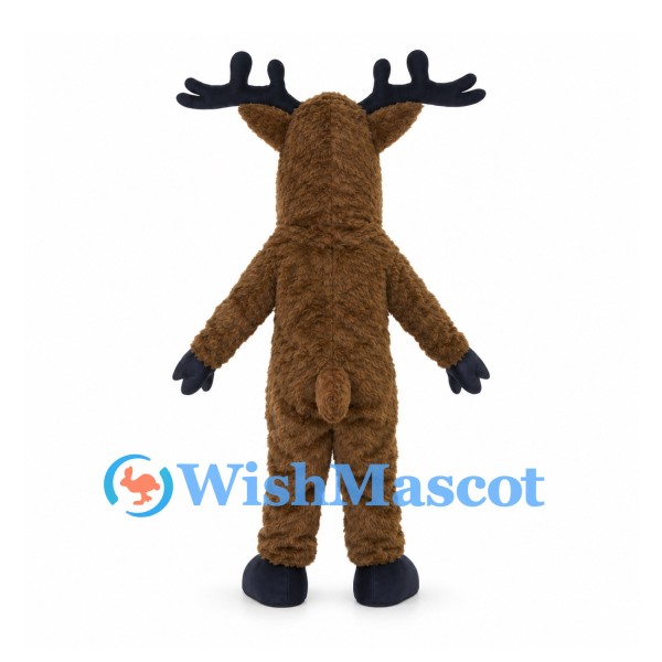 Reindeer Mascot Costume in Brown with Dark Antlers and Belly