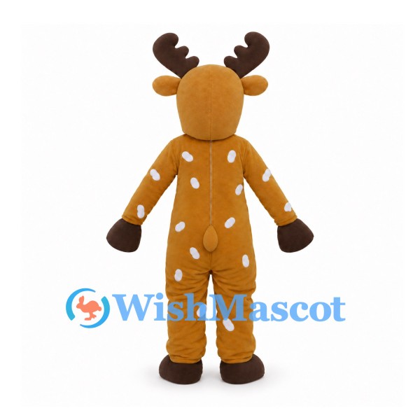 Reindeer Mascot Costume with Red Neck Tie and White Body Spots