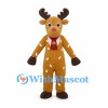 Reindeer Mascot Costume with Red Neck Tie and White Body Spots