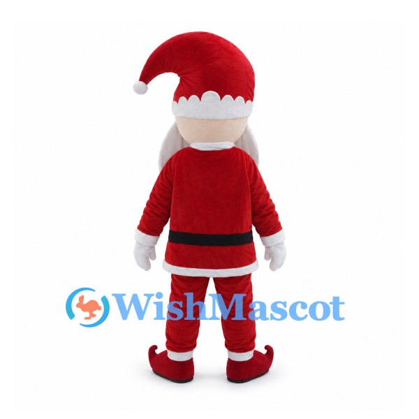 Santa Claus Mascot Costume with Red Suit and Long Pointed White Beard