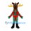 Christmas Moose Mascot Costume with Red Coat Green Scarf and Gold Antlers