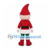 Christmas Gnome Mascot Costume with Red Pointed Hat and Striped Stockings