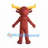 Moose Mascot Costume in Reddish Brown with Yellow Antlers
