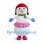 Snowgirl Mascot Costume with Pink Skirt and Red Winter Hat