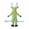 Reindeer Mascot Costume in Green with White Antlers