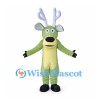 Reindeer Mascot Costume in Green with White Antlers