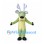 Reindeer Mascot Costume in Green with White Antlers