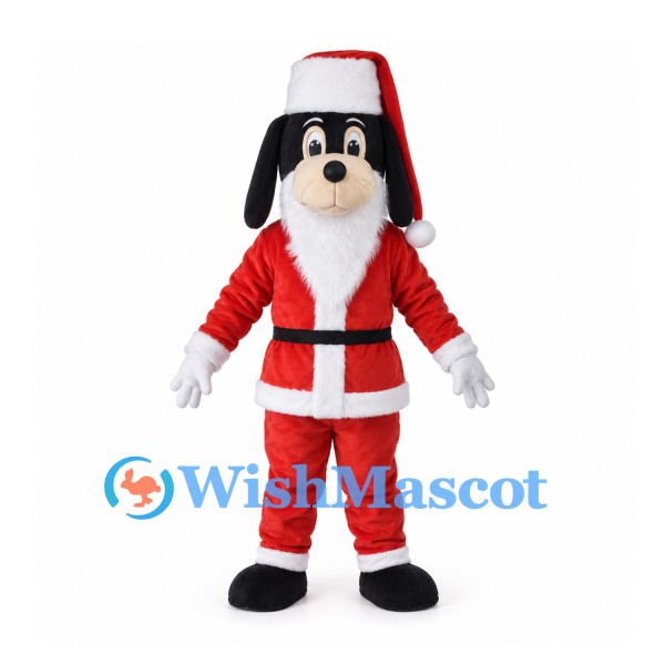 Christmas Dog Mascot Costume with Red Santa Suit and Hat