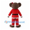 Christmas Bear Mascot Costume with Red Santa Suit and Hair Bow