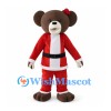 Christmas Bear Mascot Costume with Red Santa Suit and Hair Bow