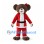 Christmas Bear Mascot Costume with Red Santa Suit and Hair Bow