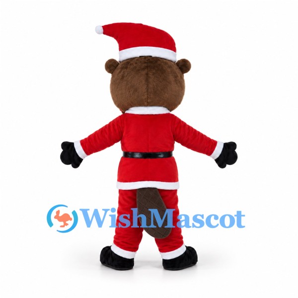 Christmas Beaver Mascot Costume with Red Santa Suit and White Beard