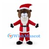 Christmas Beaver Mascot Costume with Red Santa Suit and White Beard