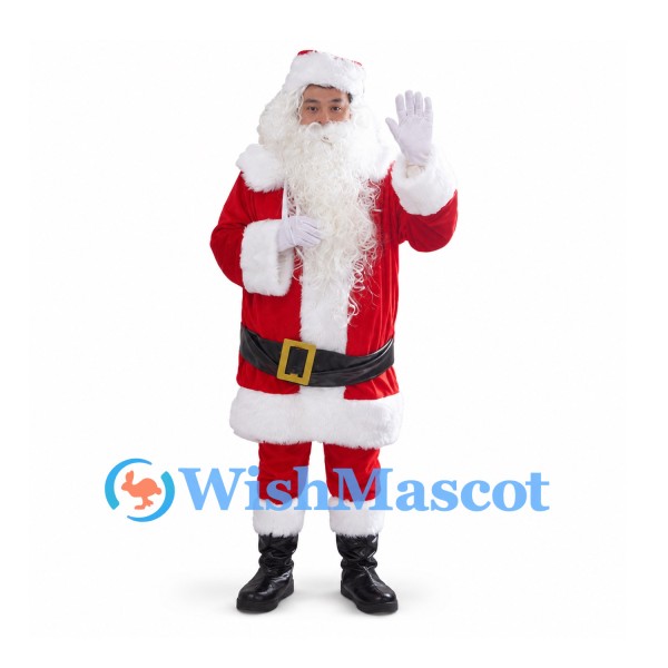 Santa Claus Mascot Costume with Red Suit and Open Face Design